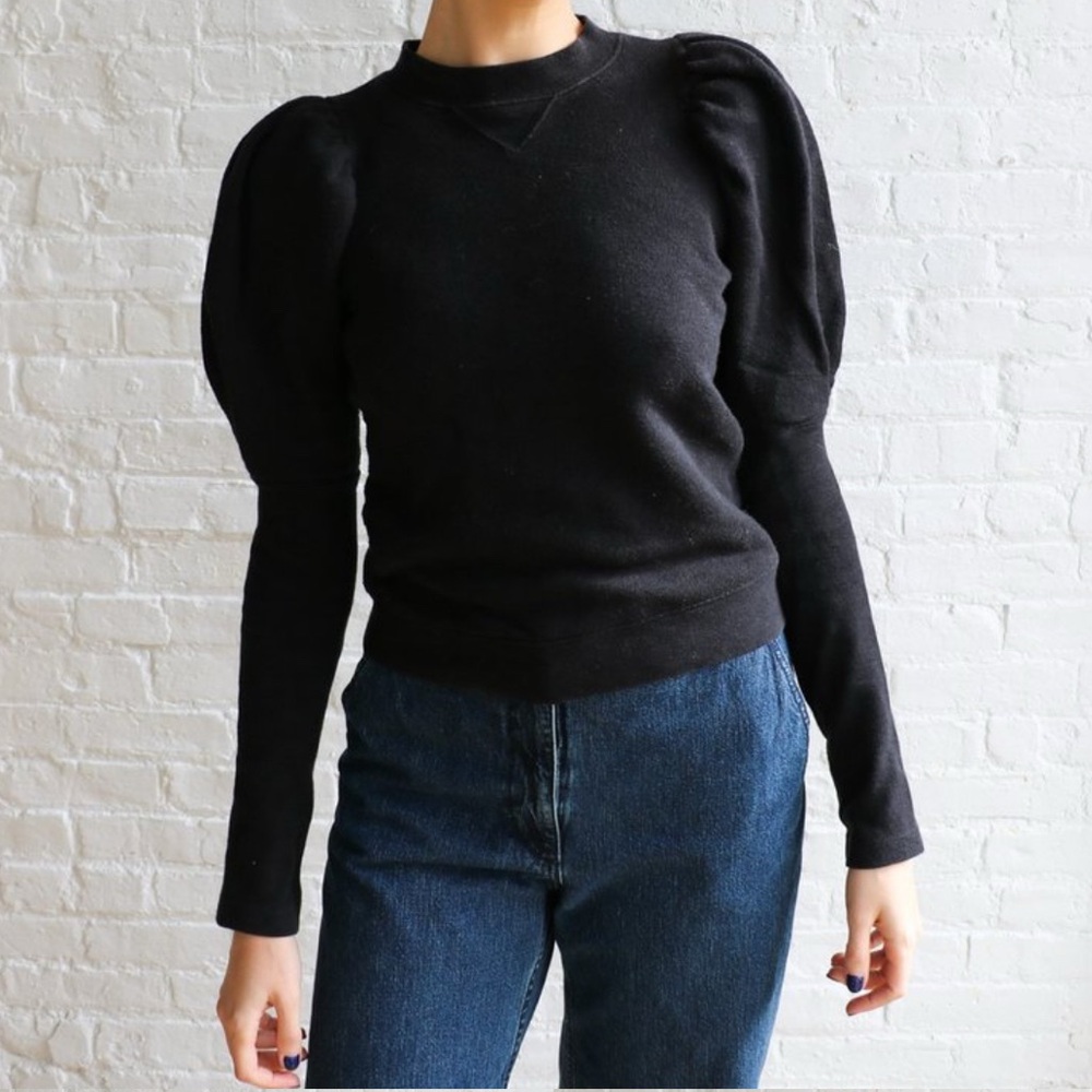 Ulla Johnson Puff Sleeve Sweatshirt in Faded Black